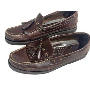 Bass Mens Brown Tassel 12 M Leather Dress or casual Slip On  Loafer
